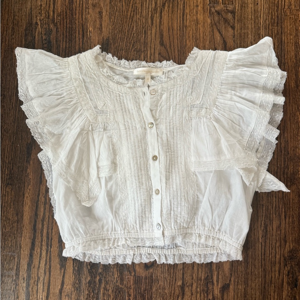 LoveShackFancy Lace Trim Blouse